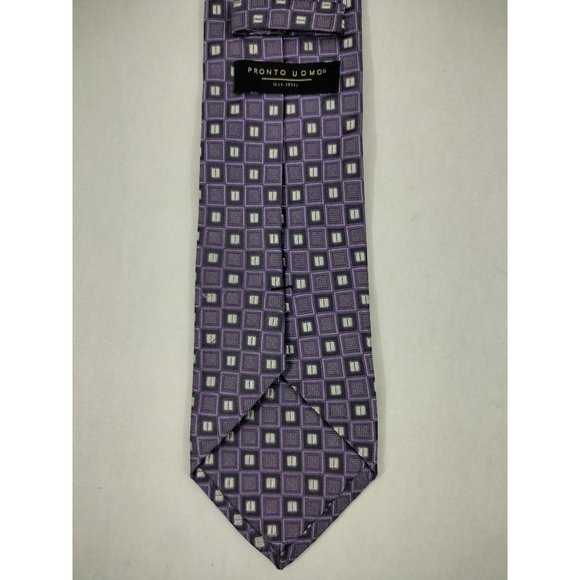 3x Pronto Uomo Men's Neckties ties All Silk Paisley geometric shapes squares - Picture 6 of 16